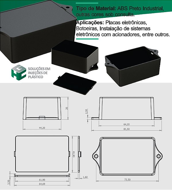 CAIXA PLASTICA PI-64 - 64 X 44 X 26MM