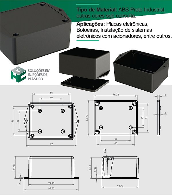 CAIXA PLASTICA PI-75 - 80 X 65 X 36MM