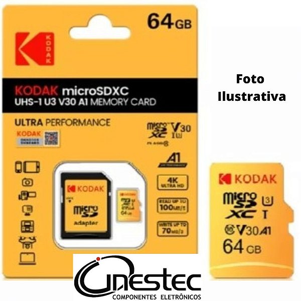 CARTAO MEMORIA MICRO SD 64GB COM ADAPTADOR SD - CLASSE 10