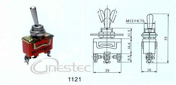 CHAVE ALAVANCA  2P 3T 15A 250V  KN 1121