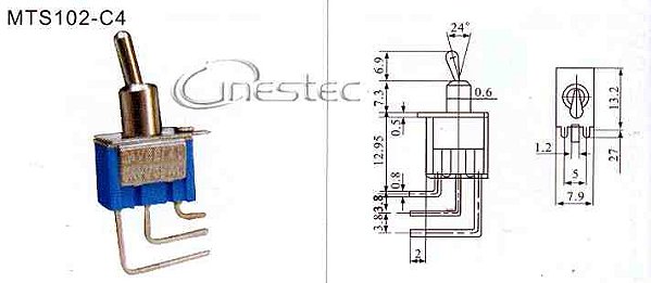CHAVE ALAVANCA 3T 90 graus 2P 6A  MTS 102 C4
