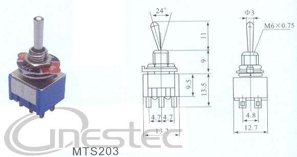 CHAVE ALAVANCA 6T 3P 3A   MTS 203