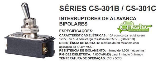 CHAVE ALAVANCA GR MG 2P 4T  10A  CS-301C  MB1S/SS