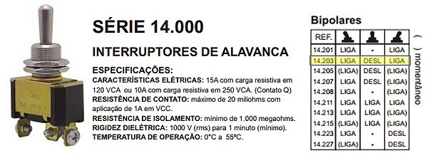 CHAVE ALAVANCA MG BIPOLAR 3P 6T 15A 14203