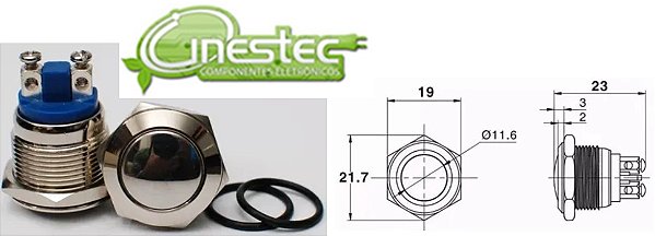 CHAVE BOTAO ANTIVANDALISMO PULSO BTA19F 10MS 19mm INOX