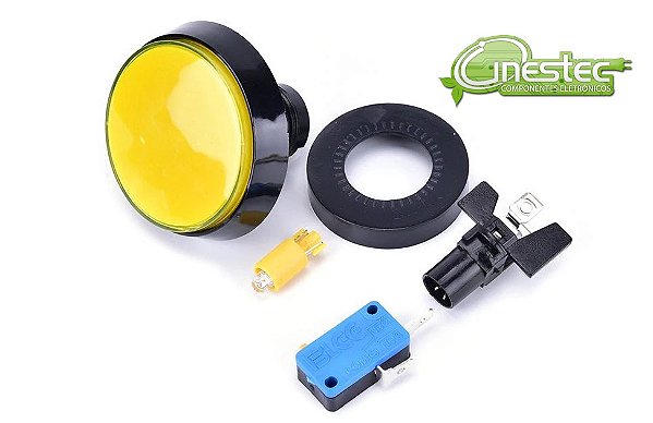 CHAVE BOTAO ARCADE ILUMINACAO 60mm AMARELO 12V  COM MICROSWITCH 2T 6A