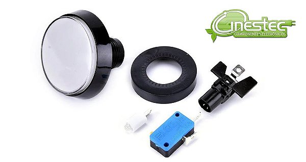 CHAVE BOTAO ARCADE ILUMINACAO 60mm BRANCO 12V  COM MICROSWITCH 2T 6A