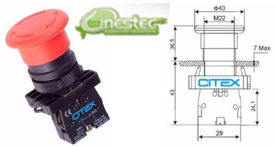 CHAVE BOTAO DE EMERGENCIA COGUMELO GIRA DESTRAVA NF LAY5 ES542