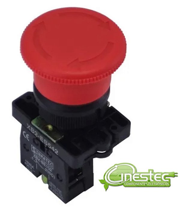 CHAVE BOTÃO DE EMERGENCIA COGUMELO XB2 ES542 COM TRAVA gira destrava