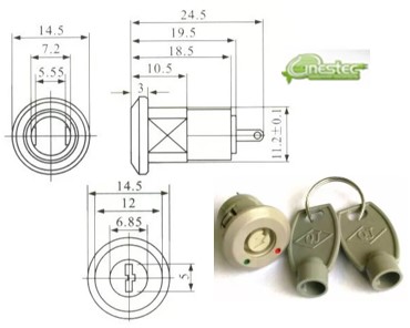 CHAVE COM CHAVE  PACRI  PAD  KS 02  CORPO PLASTICO