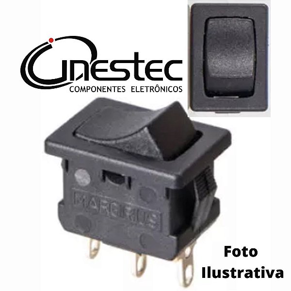 CHAVE GANGORRA INTERRUPTOR MG DE TECLA UNIPOLAR 3T 16103 MFTFS1S PRETO