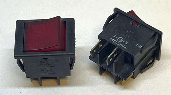 CHAVE GANGORRA MG  ILUMINADA 2P 3T 20A UNIPOLAR 29123  M2FT1EE3B  VERMELHO