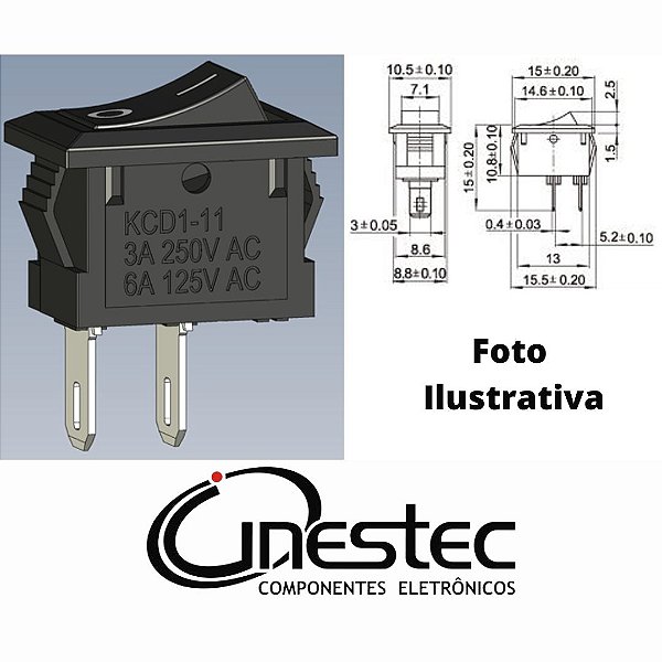 CHAVE GANGORRA MINI 2P 2T 2A PR KCD11-101 - COM MARCACAO