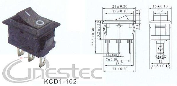 CHAVE GANGORRA PEQUENO 2P 3T 6A PRETO KCD1-102 FK 300