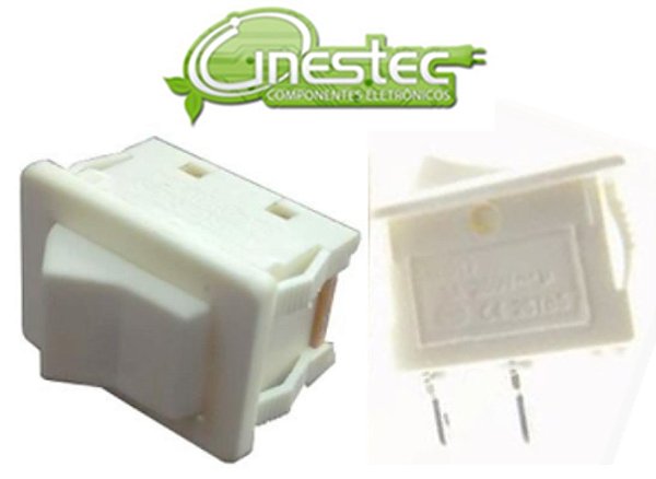 CHAVE GANGORRA PULSANTE  2P 2T 6A  120V OU 3A / 250V  BRANCO