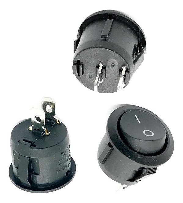 CHAVE GANGORRA REDONDA 2T 2P 6A x 250V KCD1-106 101 - PRETA