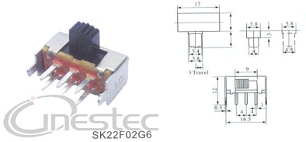 CHAVE HH MINI PCI LATERAL COM ALAVANCA  6T  SK22F02G6