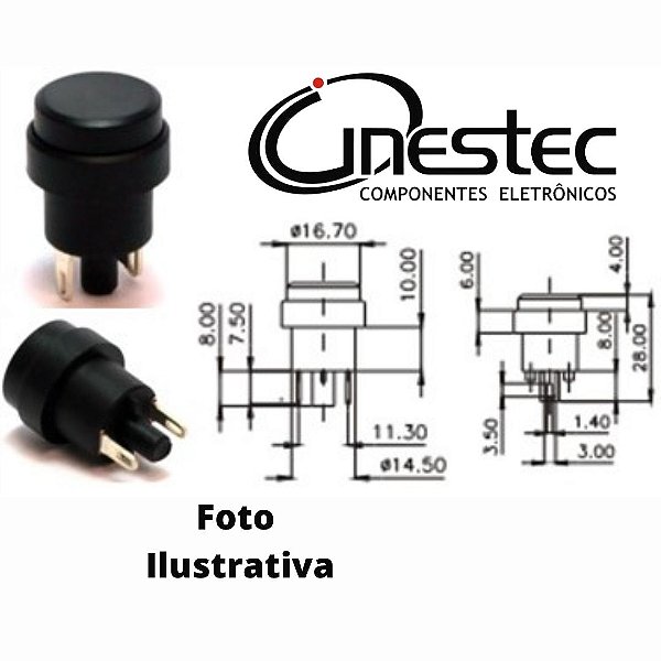CHAVE PUSH BOTON 1A 120V 500mA 250V CS-392 NA E1FF