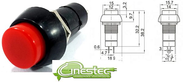 CHAVE PUSH BOTON COM TRAVA 2T  VERMELHO PBS11A