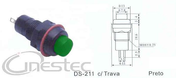 CHAVE PUSH BOTON COM TRAVA 2T VERDE DS-211