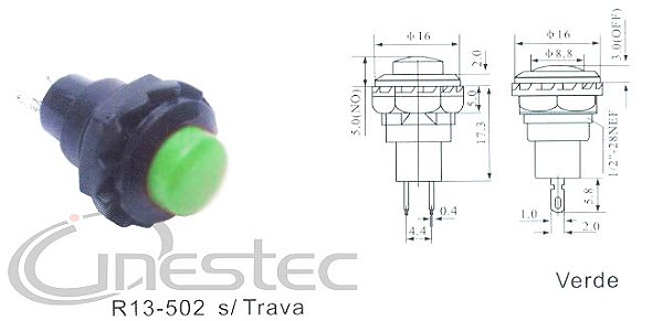 CHAVE PUSH BOTON NA 2T VERDE R13 02