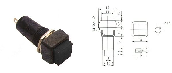 CHAVE PUSH BOTON NA SEM TRAVA 2T PRETO PBS 12B