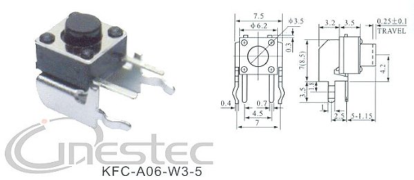 CHAVE TACTIL 2T 90o 6 X 6 X 5mm