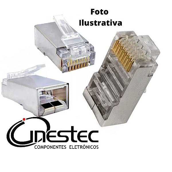 CONECTOR  PLUG MACHO RJ45 BLINDADO - CAT6 10 / 100 / 1000 mbps