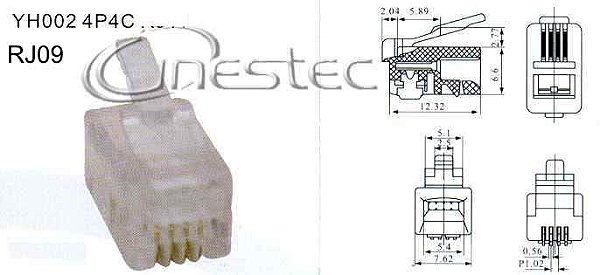 CONECTOR / PLUG RJ11 4 VIAS 4P4C  PARA HAND SET