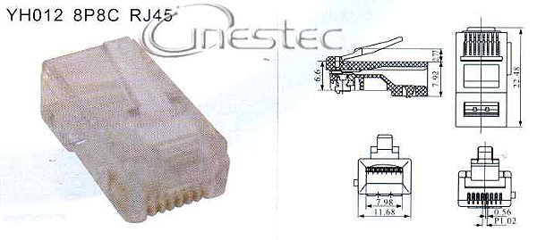 CONECTOR / PLUG RJ45 TRANSPARENTE 8 VIAS PARA REDES 8P8C CAT5E