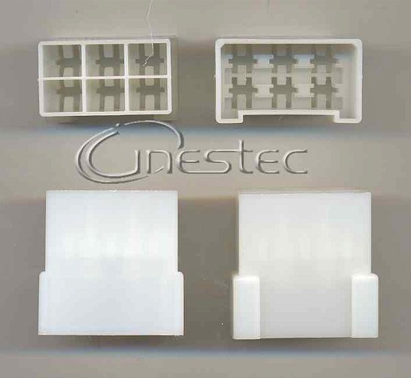 CONECTOR ALOJAMENTO MACHO FASTON 6,3MM 6 VIAS PORTA LINGUETA