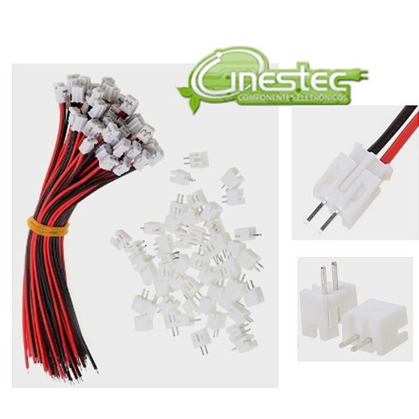 CONECTOR CABO MINI JST 2 PINOS 150mm CONECTORES M X F (PLACA)