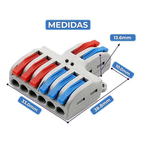 CONECTOR DE DERIVACAO ALAVANCA tipo WAGO 2 PARA 6