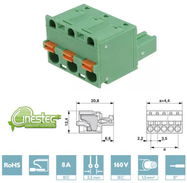 CONECTOR DE PLACA DE CIRCUITO IMPRESSO - FKC 1,5/ 3-ST - 3,5