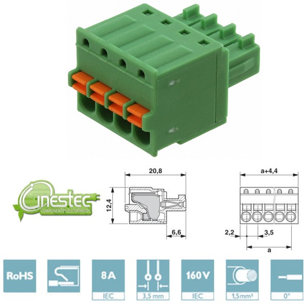 CONECTOR DE PLACA DE CIRCUITO IMPRESSO - FKC 1,5/ 4-ST - 3,5