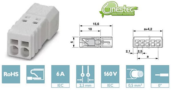 CONECTOR PLUGUE - PTSM 0,5/ 2-PI-2,5 - WH