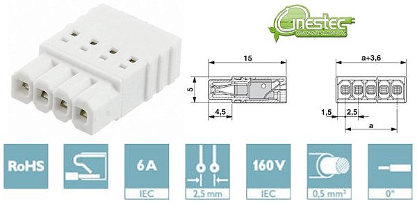 CONECTOR PLUGUE - PTSM 0,5/ 4-P-2,5 WH