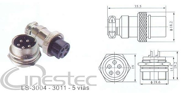 CONECTOR ROSCA M12   MIKE M   F  5 PINOS