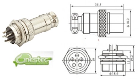 CONECTOR ROSCA M12   MIKE M   F  6 PINOS