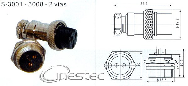 CONECTOR ROSCA M12 MIKE M  F 2 PINOS