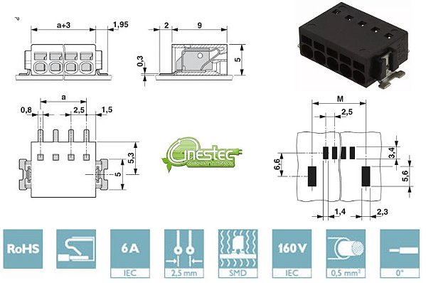 CONECTOR TERMINAL - PTSM 0,5/ 5-2,5-H SMD R45
