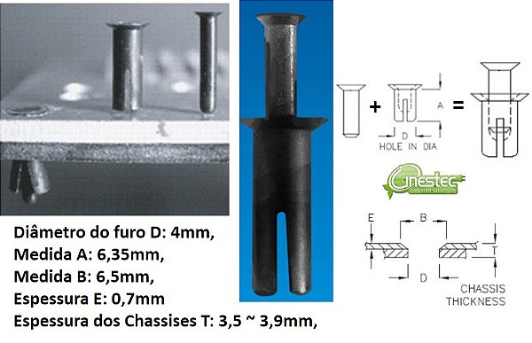 CONJUNTO PINO   REBITE SR-4  PRETO 5 PECAS