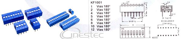 DIP SWITCH 10 VIAS  180 graus  AZUL OU VERMELHO