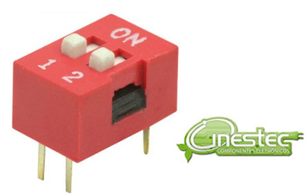 DIP SWITCH 2 VIAS  180 graus  VERMELHO