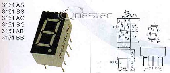DISPLAY CATODO COMUM 7 SEG. VERDE 0,28  -  HS3161AG