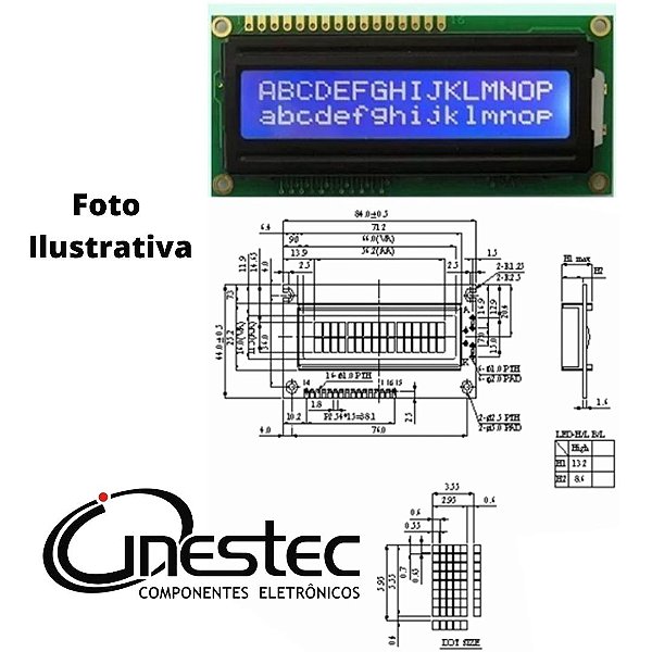 DISPLAY LCD 16 x 2 COM BACK LIGHT VERDE