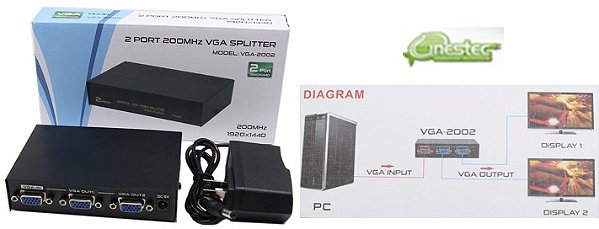 DISTRIBUIDOR (SPLITER) VGA 1 X 2 SAIDAS - VGA2002