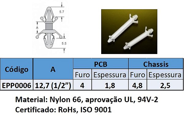 ESPACADOR DE PLACA ECI 12,7  NATURAL