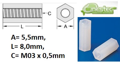 ESPACADORES NYLON M3, FEMEA / FEMEA, 8MM