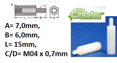 ESPACADORES NYLON M4, MACHO / FEMEA, 15MM